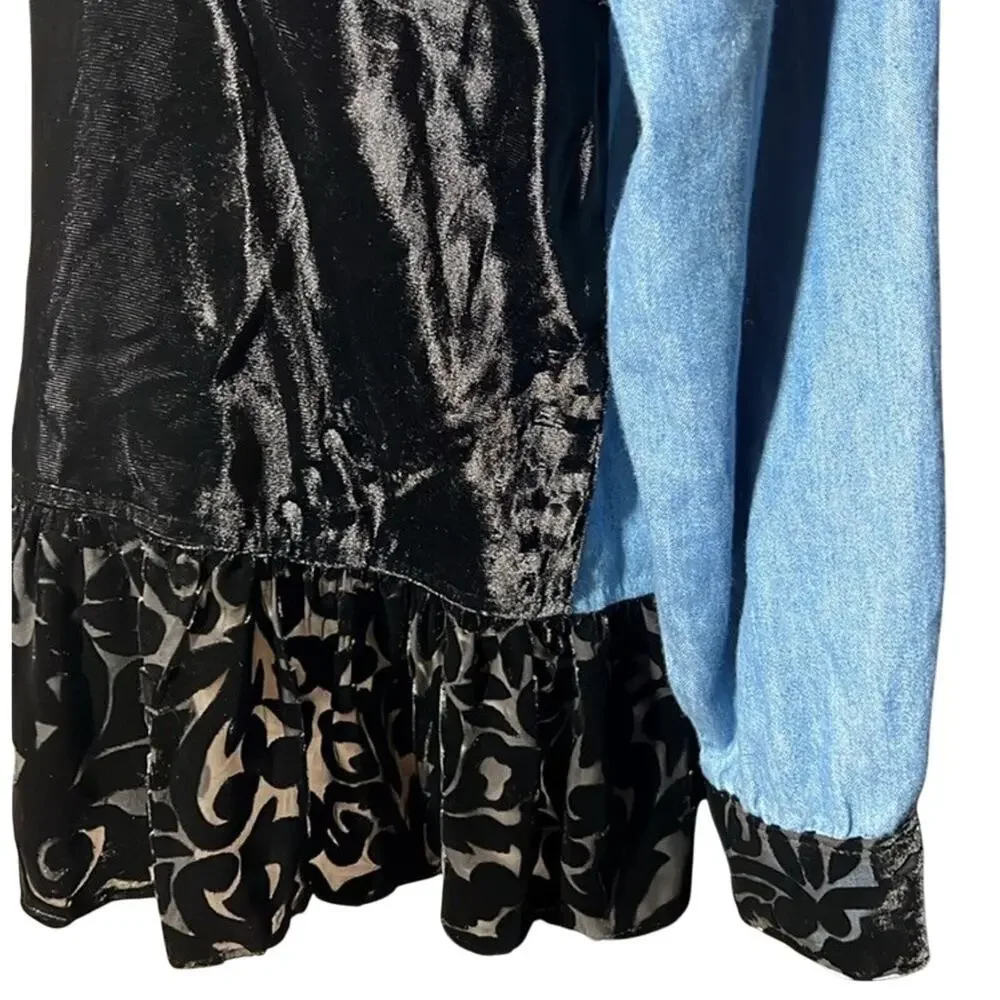 Taylor G. Size Womens Medium‎ Jean Silky Style Animal Print Black Velvet mobwife